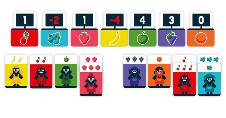 Jeu éducatif coloré avec chiffres et fruits pour enfants