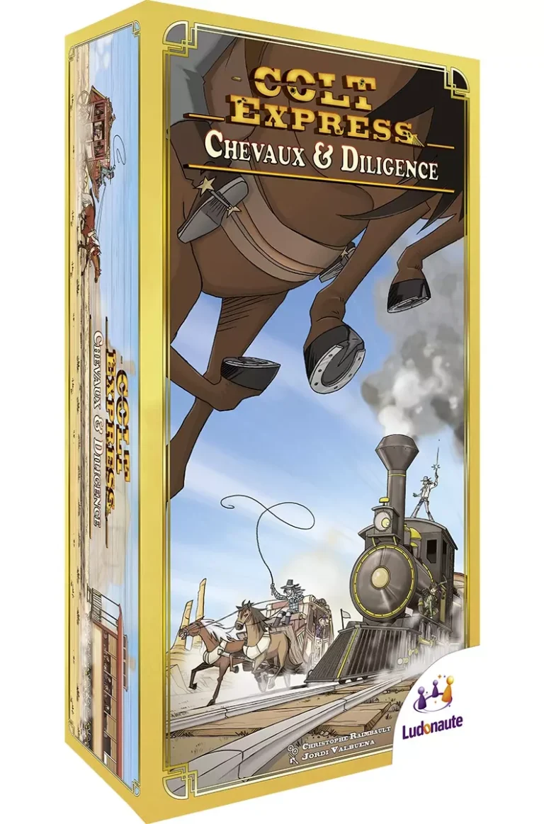 ffnfc0aw2077.webp Boîte de jeu Colt Express Chevaux & Diligence avec illustration western