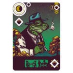 Crapaud anthropomorphe vêtu fumant une pipe, carte de jeu