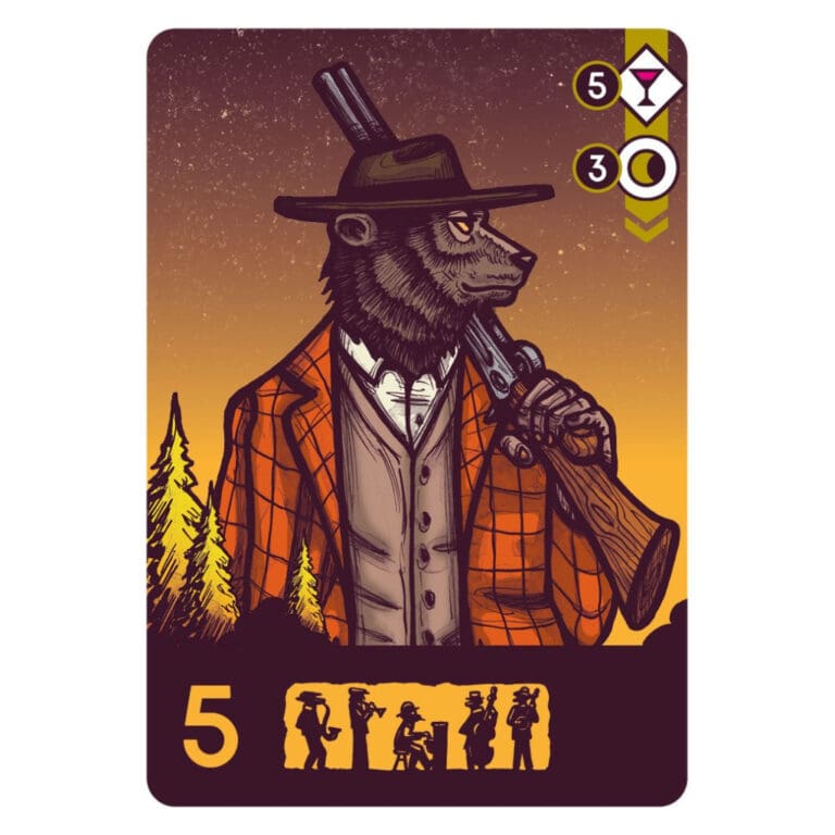 Ours cowboy en costume western sur carte de jeu