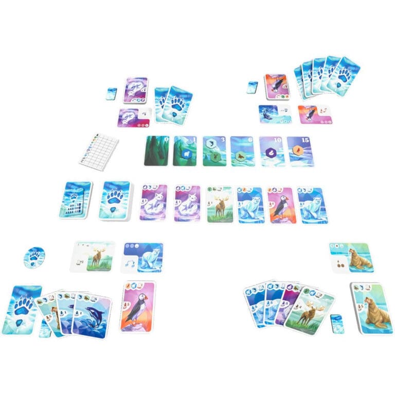 Jeu de cartes colorées avec animaux marins et terrestres