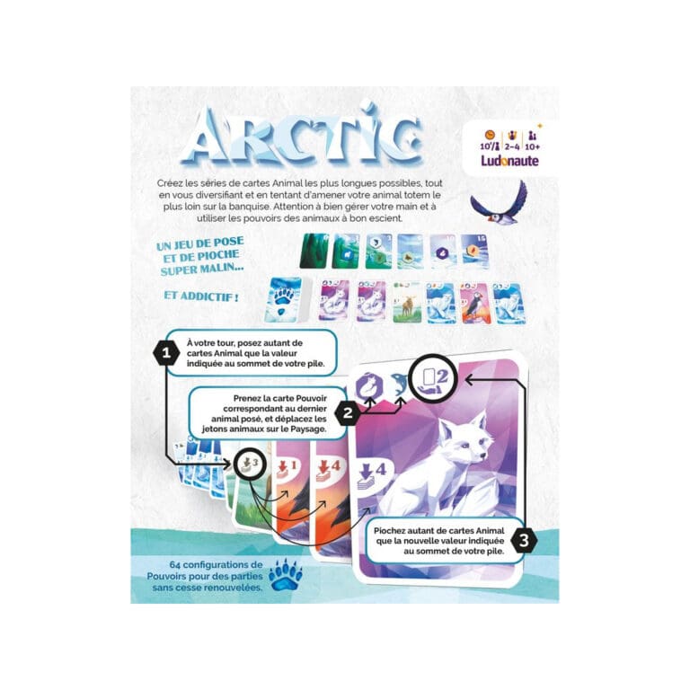 Jeu de cartes Arctic avec animaux arctiques et règles du jeu