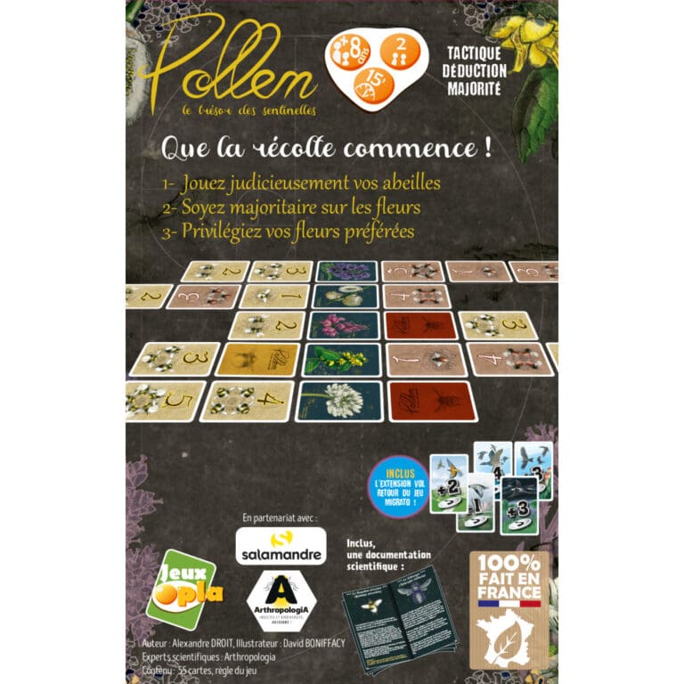 Boîte jeu Pollen présentation cartes fleurs abeilles