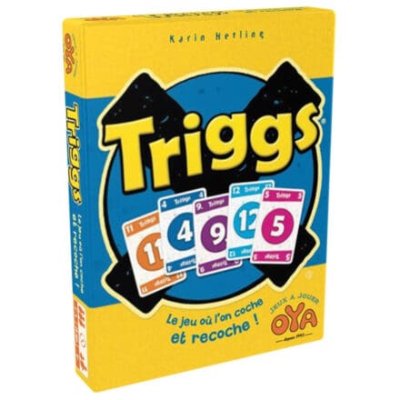 Boîte du jeu de cartes Triggs avec cartes numérotées colorées