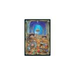 Carte de tarot illustrée avec trésor et croix dorée