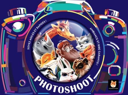 Affiche colorée jeu Photoshoot avec animaux cartoon